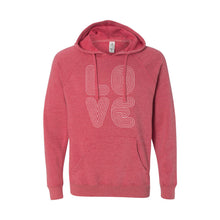 love lines pullover hoodie - pomegranate - soft and spun apparel