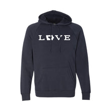 love - iowa - pullover hoodie - classic navy - soft and spun apparel