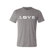 love - iowa t-shirt - grey - midwest nice - soft and spun apparel
