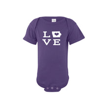 love - iowa - onesie - purple - soft and spun apparel