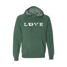 love - iowa - pullover hoodie - moss - soft and spun apparel