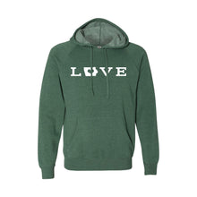 love - iowa - pullover hoodie - moss - soft and spun apparel