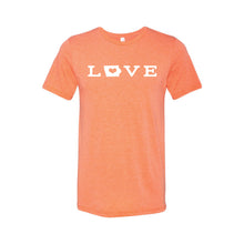 love - iowa t-shirt - orange - midwest nice - soft and spun apparel