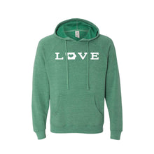 love - iowa - pullover hoodie - sea green - soft and spun apparel