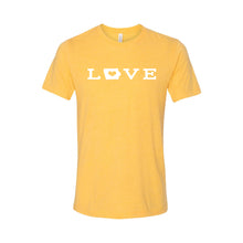 love - iowa t-shirt - yellow - midwest nice - soft and spun apparel