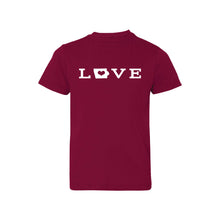 love - iowa - kids t-shirt - garnet - midwest nice collection - soft and spun apparel