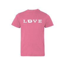 love - iowa - kids t-shirt - raspberry - midwest nice collection - soft and spun apparel