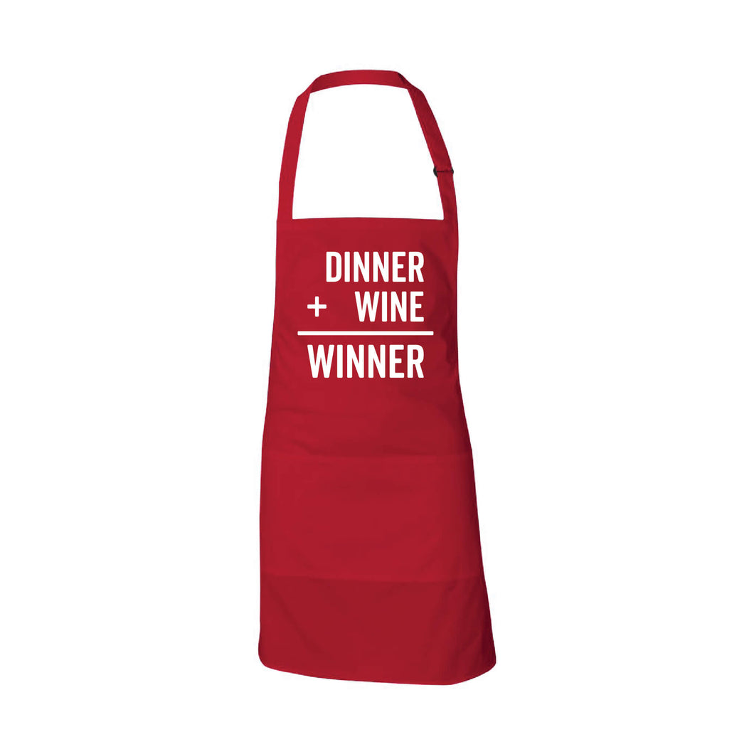 dinner plus wine equals winner apron - american red - soft and spun apparel
