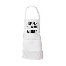 dinner plus wine equals winner apron - arctic white- soft and spun apparel