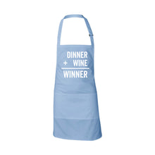 dinner plus wine equals winner apron - glacier blue - soft and spun apparel