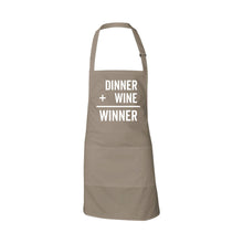 dinner plus wine equals winner apron - sandalwood - soft and spun apparel