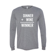 Diner + Wine = Winner Long Sleeve T-Shirt - Gray - Soft & Spun Apparel