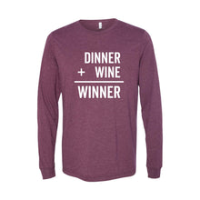 Diner + Wine = Winner Long Sleeve T-Shirt - Maroon - Soft & Spun Apparel