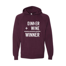Diner + Wine = Winner Hoodie - Maroon - Soft & Spun Apparel
