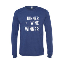 Diner + Wine = Winner Long Sleeve T-Shirt - Navy - Soft & Spun Apparel