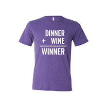 dinner + wine = winner - purple - soft & spun apparel