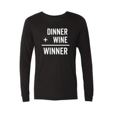 Diner + Wine = Winner Long Sleeve T-Shirt - Black - Soft & Spun Apparel