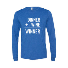 Diner + Wine = Winner Long Sleeve T-Shirt - True Royal - Soft & Spun Apparel