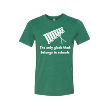 the only glock that belongs in schools t-shirt - grass green - soft and spun apparel