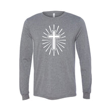 cross long sleeve t-shirt - easter long sleeve t-shirt - grey - soft and spun apparel