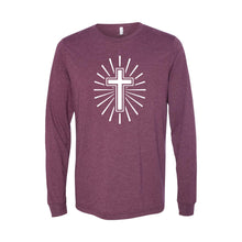 cross long sleeve t-shirt - easter long sleeve t-shirt - maroon - soft and spun apparel