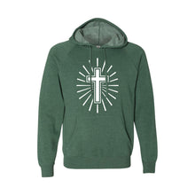cross hoodie - easter hoodie - moss - soft and spun apparel