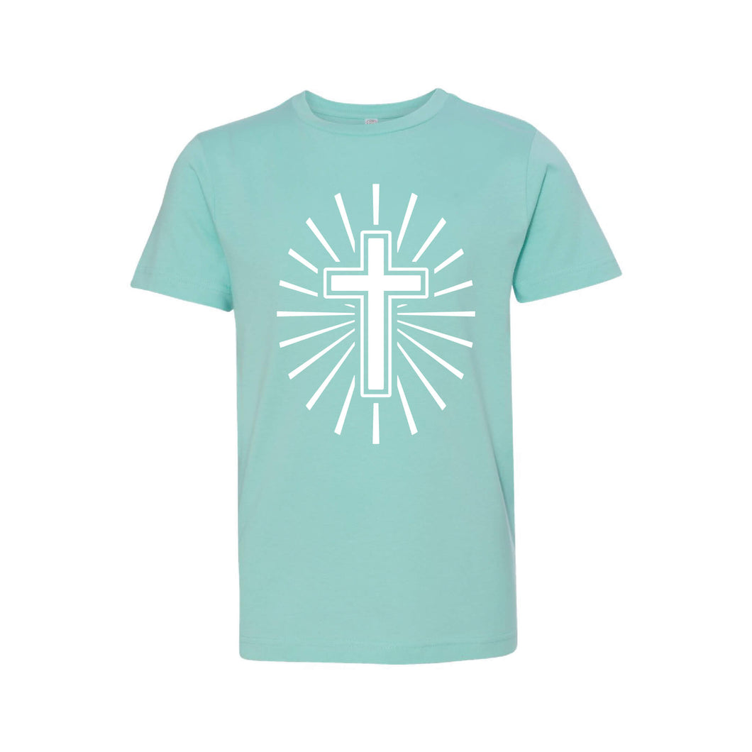 cross kid's t-shirt - easter kid's t-shirt - caribbean - soft and spun apparel