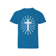 cross kid's t-shirt - easter kid's t-shirt - cobalt - soft and spun apparel