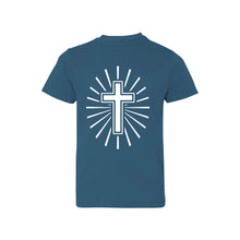 cross kid's t-shirt - easter kid's t-shirt - indigo - soft and spun apparel