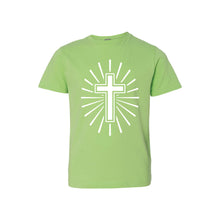 cross kid's t-shirt - easter kid's t-shirt - key lime - soft and spun apparel