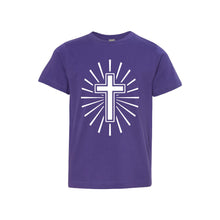 cross kid's t-shirt - easter kid's t-shirt - purple - soft and spun apparel