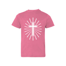 cross kid's t-shirt - easter kid's t-shirt - raspberry - soft and spun apparel