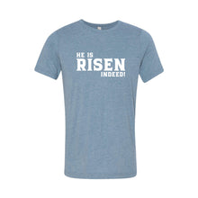 he is risen indeed t-shirt - easter t-shirt - denim - soft and spun apparel