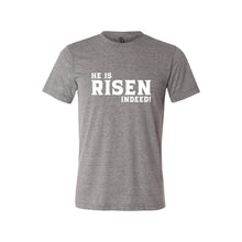 he is risen indeed t-shirt - easter t-shirt - grey - soft and spun apparel
