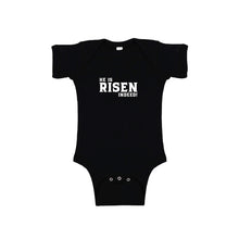 he is risen indeed onesie - easter onesie - black - soft and spun apparel
