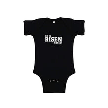 he is risen indeed onesie - easter onesie - black - soft and spun apparel