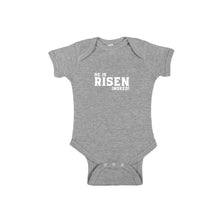 he is risen indeed onesie - easter onesie - heather - soft and spun apparel