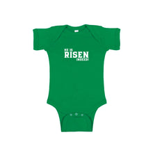 he is risen indeed onesie - easter onesie - green - soft and spun apparel