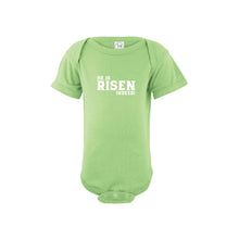 he is risen indeed onesie - easter onesie - key lime - soft and spun apparel