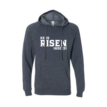 he is risen indeed pullover hoodie - easter hoodie - midnight navy - soft and spun apparel