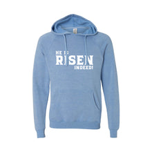 he is risen indeed pullover hoodie - easter hoodie - pacific - soft and spun apparel