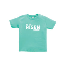 he is risen indeed toddler tee - easter toddler tee - caribbean - soft and spun apparel