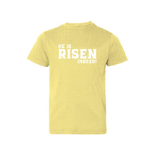 he is risen indeed kids t-shirt - easter kids t-shirt - butter - soft and spun apparel