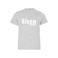 he is risen indeed kids t-shirt - easter kids t-shirt - heather - soft and spun apparel