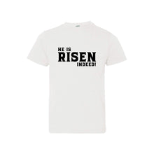 he is risen indeed kids t-shirt - easter kids t-shirt - white - soft and spun apparel