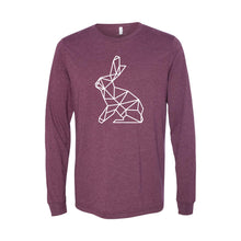 geometric easter bunny long sleeve t-shirt - maroon - soft and spun apparel