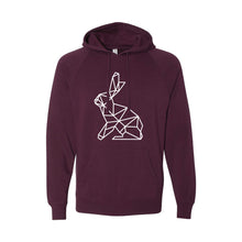 geometric easter bunny pullover hoodie - maroon - soft and spun apparel
