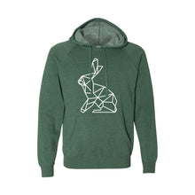 geometric easter bunny pullover hoodie - moss - soft and spun apparel
