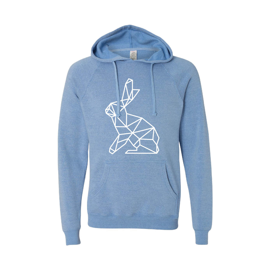 geometric easter bunny pullover hoodie - pacific - soft and spun apparel