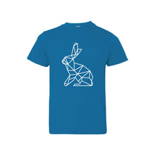geometric easter bunny kids t-shirt - cobalt - soft and spun apparel